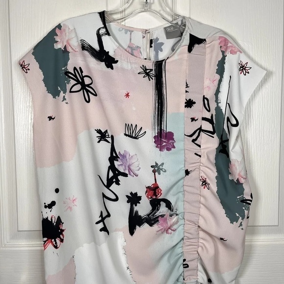 ASOS Abstract Side Ruched Ribbon Tie Dress - Picture 4 of 16